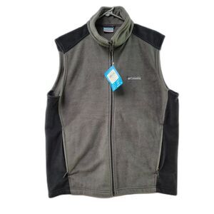 NWT Columbia Steens Gray Black Mountain Fleece Vest Sleeveless Full Zip Size M